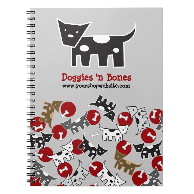 Perritos y cuaderno manchados dibujo animado lindo (Frente)