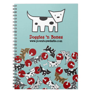 Perritos y cuaderno manchados dibujo animado lindo