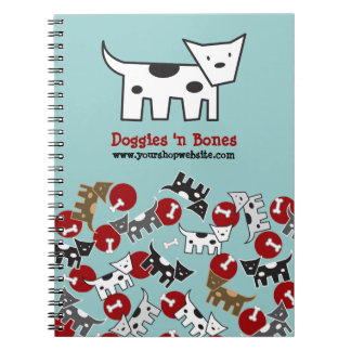 Perritos y cuaderno manchados dibujo animado lindo