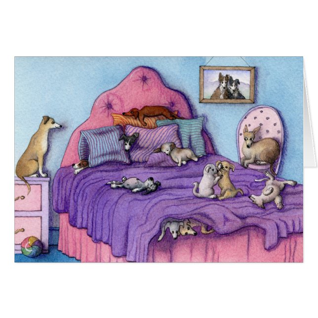 Perritos y perros lindos de la TARJETA del fiesta (Anverso (Horizontal))