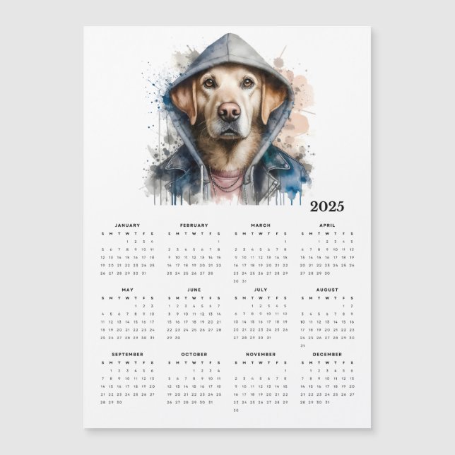 Perro acuarela en el calendario artístico de hoodi (Anverso)