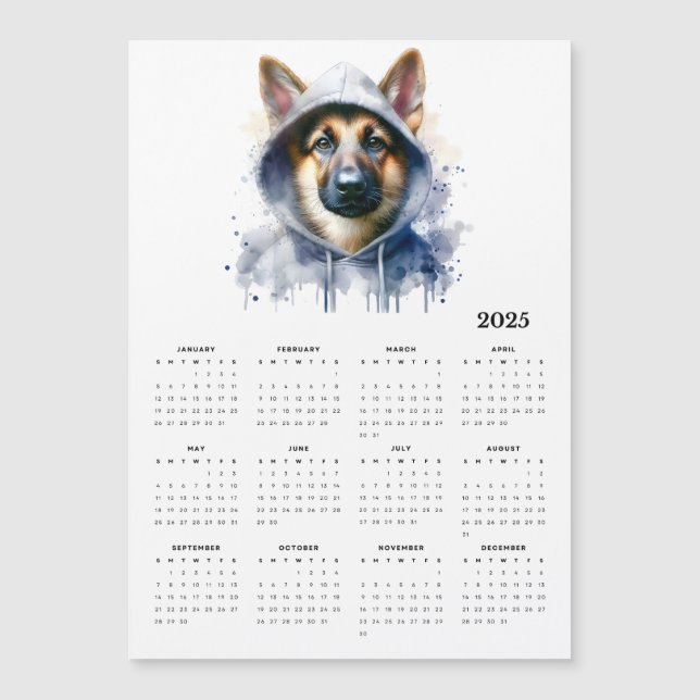 Perro acuarela en el calendario artístico de hoodi (Anverso)