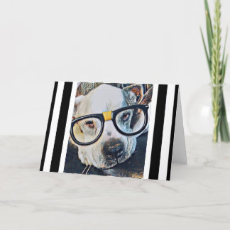 Perro Adorable Con Gafas Doble Tarjeta De Saludo
