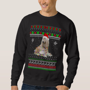 Perro afgano Luces Pijama de Navidad Sudadera de N