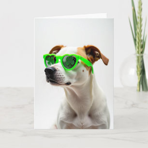 Perro Afortunado con Gafas de Sol Tarjeta Divertid