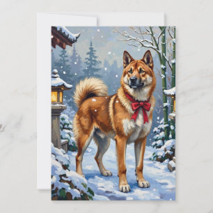 Perro Akita Sereno Invierno Japonés Navidad