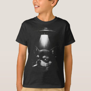 Perro Alien Fumando Cigarrillo Camiseta Ufo Divert