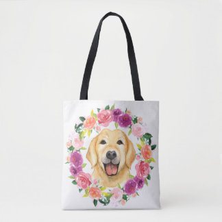 Perro amarillo del laboratorio con la bolsa de