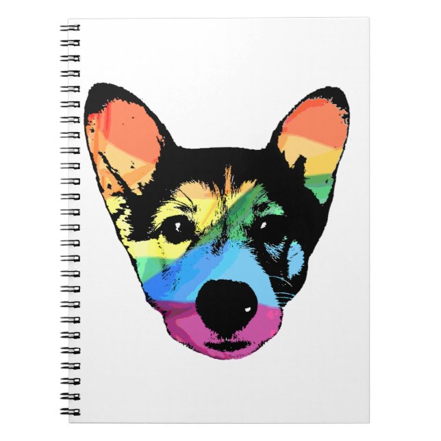 Perro arco iris, libro de notas, cuaderno de espir (Frente)