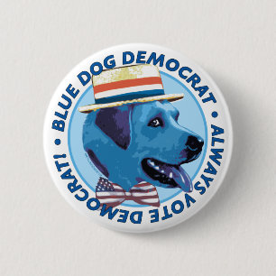 Perro azul Demócrata. Botón