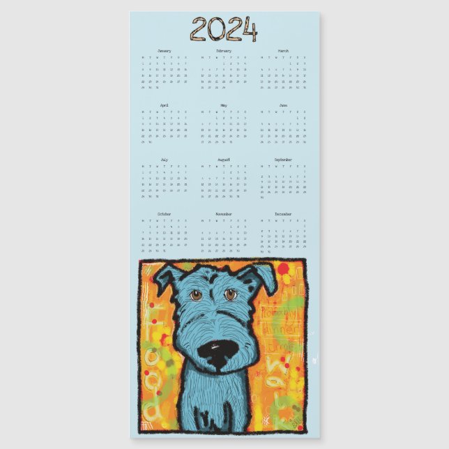 Perro azul lindo, magnético, año para ver el calen (Anverso)