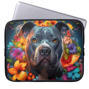Perro azul Pitbull con bolsa para portátiles con f