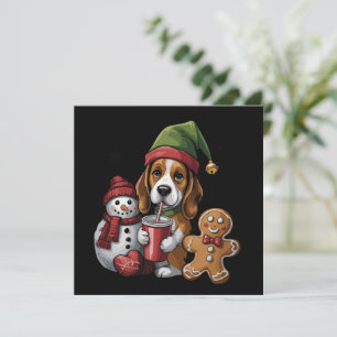 Perro Basset Hound Elfo de Navidad Feliz Navidad