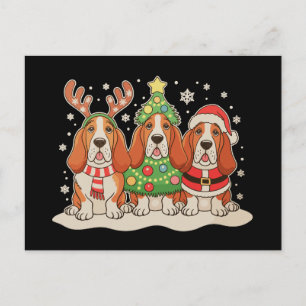 Perro Basset Hound Navidad Sombrero Santa Reno Nav