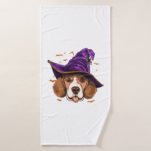 Perro Beagle Bruja Graciosa Perro Halloween Lover (Toalla de baño)