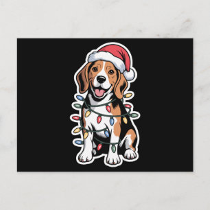 Perro Beagle de Navidad Sombrero de Santa Luces de