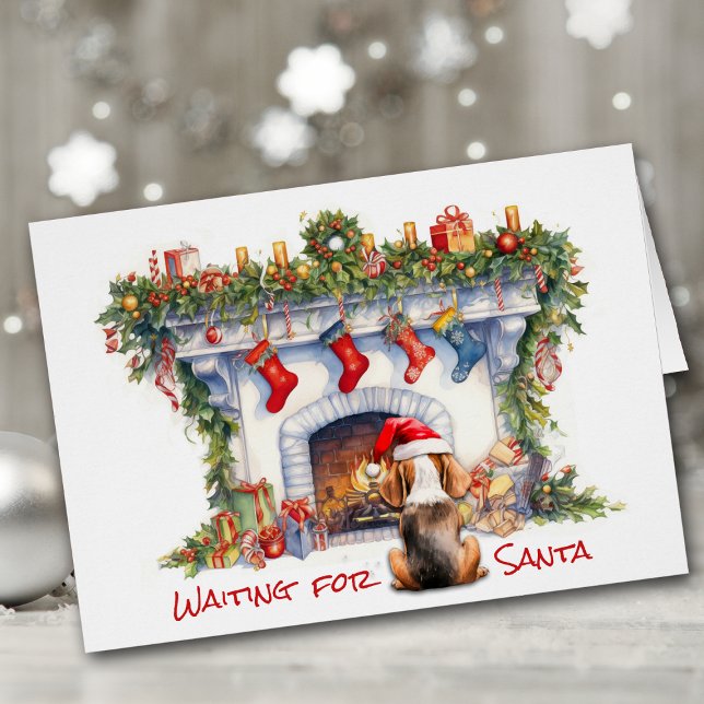 Perro Beagle esperando la chimenea de los Navidade (Subido por el creador)