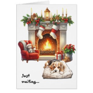 Perro Beagle Esperando la Navidad