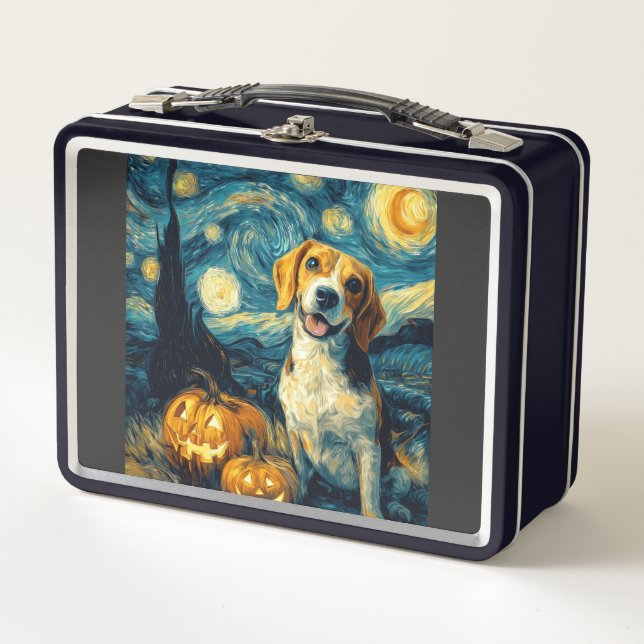 Perro beagle lindo de Halloween Jack O Lantern Cal (Anverso)