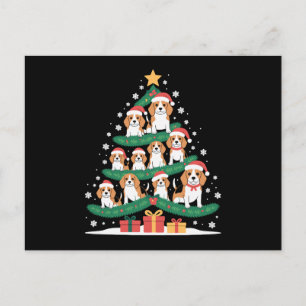 Perro Beagle Navidad Árbol Sombrero Santa Nieve