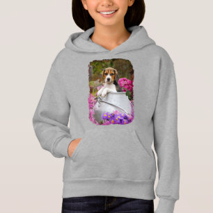 Perro beagle tricolor lindo cachorro en una guarni