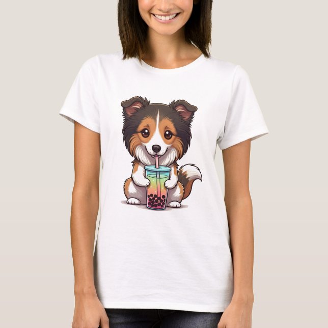 Perro bebiendo camiseta Boba (Anverso)