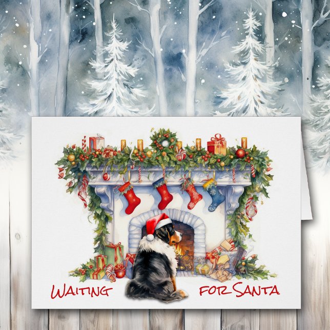 Perro Berner espera la chimenea de Santa Navidades (Subido por el creador)