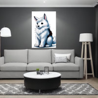Perro blanco con arma| Arte de IA