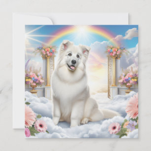 Perro blanco en el puente arcoiris en arte celesti