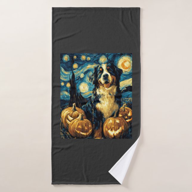 Perro Bonito de Montaña de Berna Halloween Jack O  (Toalla de baño)