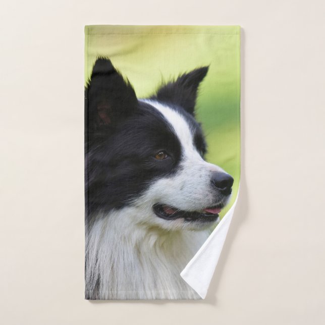 Perro Border Collie negro y blanco (Toalla de mano)