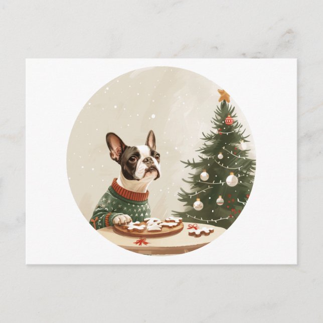 Perro Boston Terrier de Navidad (Anverso)