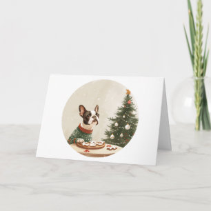 Perro Boston Terrier de Navidad
