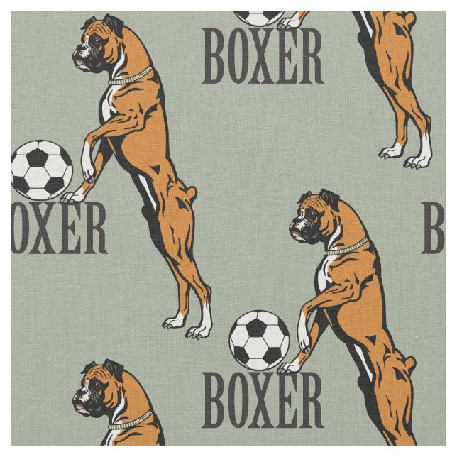 perro boxeador con tela de fútbol (De cerca)
