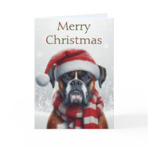 Perro Boxer con Gorro de Santa Navidad