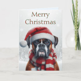 Perro Boxer con Gorro de Santa Navidad