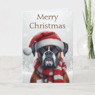 Perro Boxer con Gorro de Santa Navidad