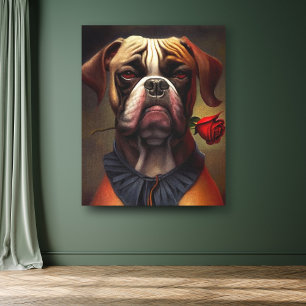 Perro Boxer con pintura de aceite de Rosa   Arte d