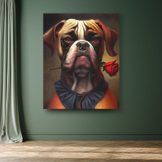 Perro Boxer con pintura de aceite de Rosa | Arte d
