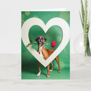 Perro Boxer con tarjeta de rosa
