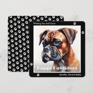 Perro Boxer Navidad Acuarela Negra
