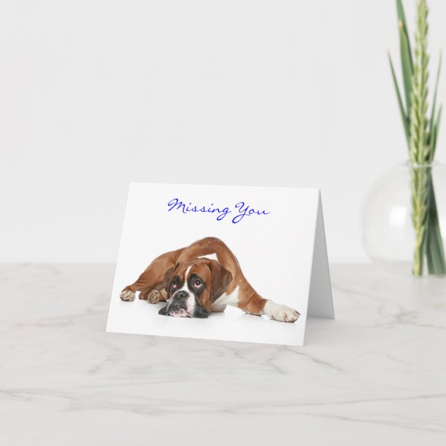 Perro Boxer que te falta tarjeta de saludo - Verso (Anverso)