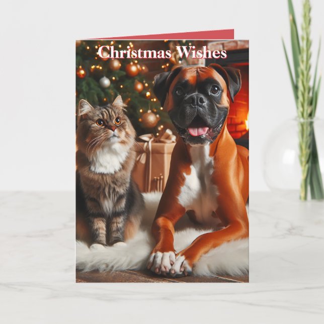 Perro Boxer y Gato Navidad (Anverso)