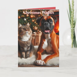 Perro Boxer y Gato Navidad