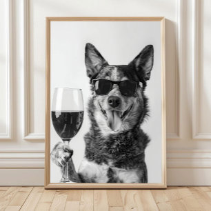 Perro Boyero Australiano y Arte de Pared de Vino, 