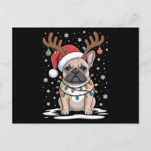 Perro Bulldog Francés Navidad Reno Perro Luces de