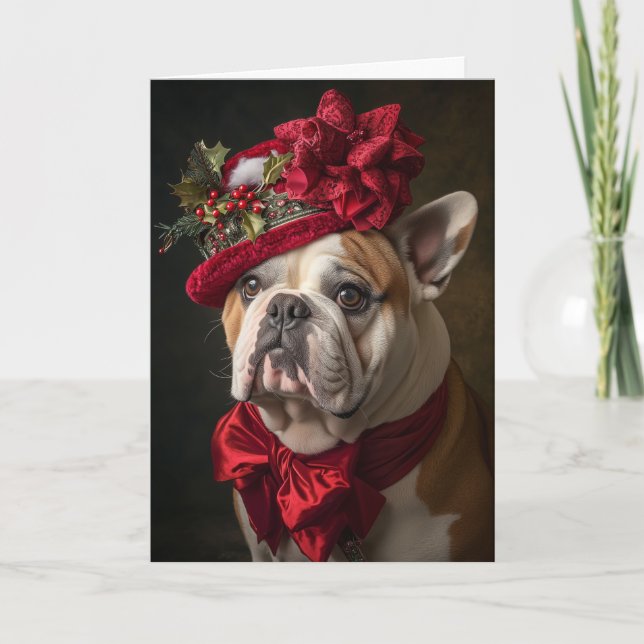 Perro Bulldog Inglés Victoriano de Navidad (Anverso)