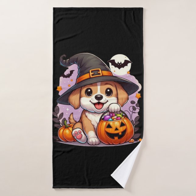 Perro/cachorro de Halloween (Toalla de baño)