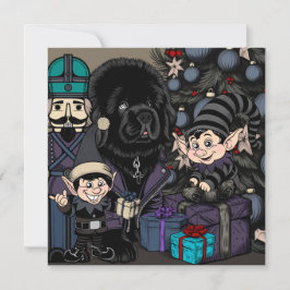 Perro cachorro de Newfoundland en Navidad gótica