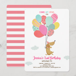 Perro cachorro Invitación de cumpleaños Globos Chi